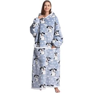 Oversized hoodie-deken met mouwen - voor dames en heren - sherpa - behaaglijke dekentrui - XXL dekenhoodie - knuffelhoodie - Beagle