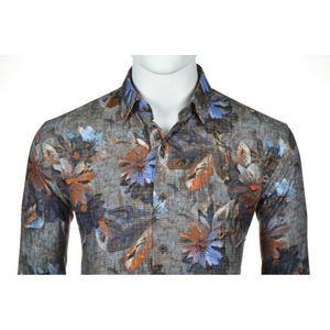 Eden Valley - Overhemd - Bruin - Regular Fit - Stijlvolle Print - Schotse Ruit en Bloemendessin