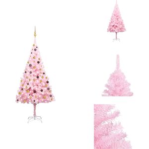 vidaXL Kunstkerstboom Roze - 240 cm - LED-verlichting - USB-aansluiting - Decoratieve kerstboom