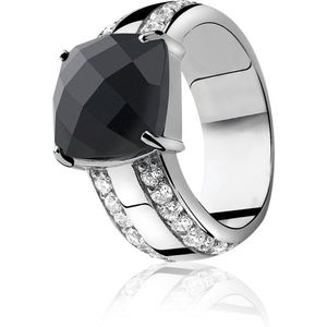 ZINZI zilveren ring zwart ZIR625