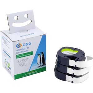 G&G - Schriftband - Wit - 12 mm - 4 m - Voor Dymo LetraTAG