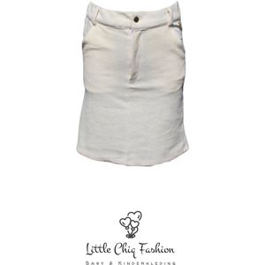 Roomwitte Funkle Kinderrok voor Meisjes – Comfortabel Ribstof Rokje met Zakjes