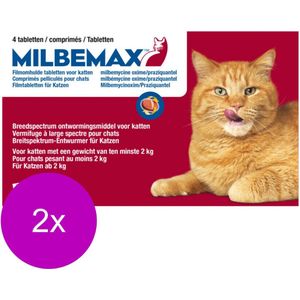 Milbemax Kat Rund - Anti wormenmiddel - 2 x 4 tab 2 Tot 12 Kg