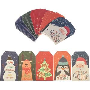 Kerst cadeaulabels - naamlabels - labels karton - kerstcadeau - kerstkado - sneeuwpop blauw - 15 stuks incl. touw