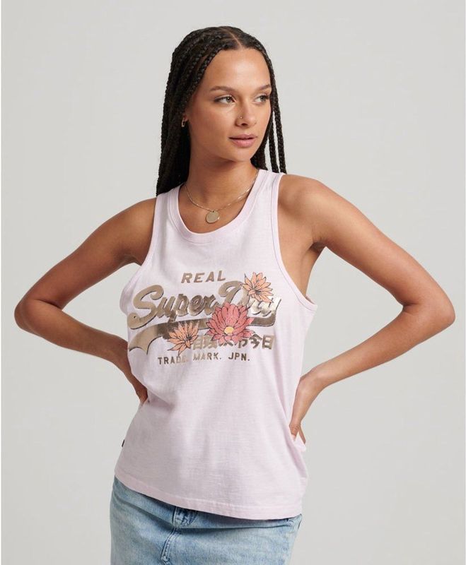 Superdry - Vintage Logo Narrative - Mouwloos T-shirt - Slim-fit - Grafische Print