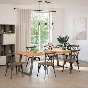 vidaXL - Eettafel - met - natuurlijke - rand - 240x120x74 - cm - massief - eikenhout