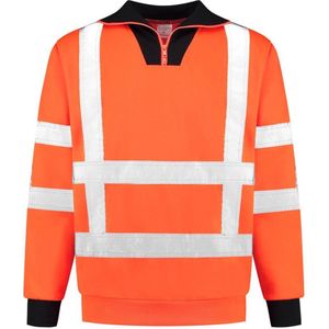 EM Traffic Zip sweater met col RWS - Fluor oranje - maat S