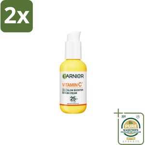 Garnier - SkinActive - Serum Cream - Glow Booster - Vitamine C & SPF 25 - 50 ml - Voordeelverpakking - 2 stuks - Dagcrème - Spf