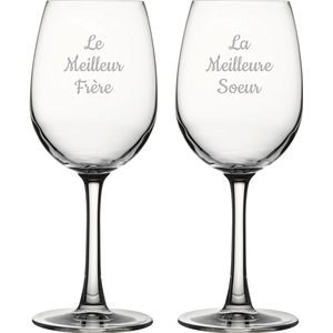 Witte wijnglas gegraveerd - 36cl - Le Meilleur Frère & La Meilleure Soeur