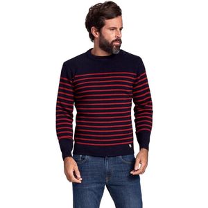 Gestreepte maritieme trui voor heren met knoopsluiting