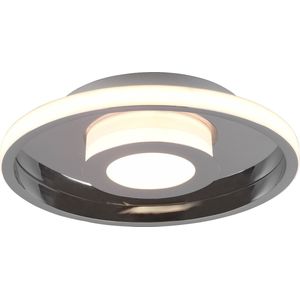 LED Plafondlamp - Badkamerlamp - Torna Asmaya - Opbouw Rond 28W - Spatwaterdicht IP44 - Dimbaar - Warm Wit 3000K - Mat Chroom - Aluminium