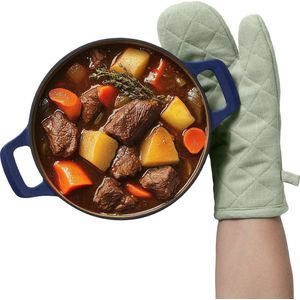 JEMIDI ovenwant van 100% katoen - Ovenhandschoenen hittebestendig - Wasmachinebestendige ovenwanten - Keuken accessoires - BBQ handschoenen - Mint