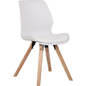 In And OutdoorMatch stoel Madi - Wit - Eetkamerstoel - Kunststof, kunstleer en beukenhout - Hoogwaardige bekleding - Decoratieve stoel - Stijlvolle eetkamerstoel - Moderne look