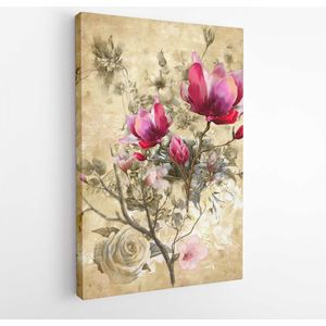 Abstract art colorful flowers painting. Spring multicolored illustration  - Modern Art Canvas -Vertical - 1494163607 - 50*40 Vertical