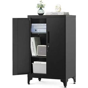 Songmics Archiefkast met Slot - Kantoorkast - Met slot - Opbergkasten - 2 deuren staal