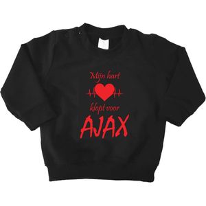 Mooie Baby Trui Sweater ""Mijn hart klopt voor AJAX"" Amsterdam Zwart/rood Met Lange Mouwen Warm Maat 68 Unisex