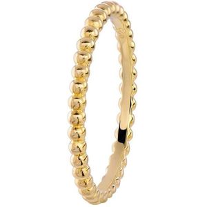 Lucardi Dames Ring goldplated met bolletjes - Ring - Cadeau - Echt Zilver - Goudkleurig