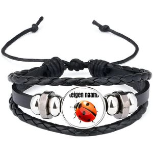 Akyol - lieveheersbeestje met eigen naam armband zwart - Lieveheersbeestje - lieveheersbeestje liefhebbers - iemand die houdt van lieveheersbeestjes - verjaardag - cadeau - kado