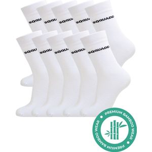 SQQUADD® Bamboe Sokken Dames en Heren - Wit 10-pack - Maat 35-38 - Naadloos en Duurzaam - Tegen Zweetvoeten - Bamboo - Lange Witte Sokken