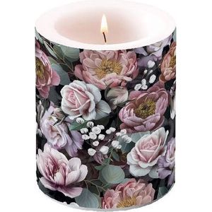 Ambiente decoratieve kaars Vintage Flowers Black