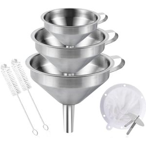 Roestvrijstalen Trechter Set - Multifunctioneel - 3 Stuks - Hoogwaardig Materiaal