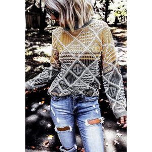 Trui Sweater Dames met col - Geometrische Print - Tabo - Maat S