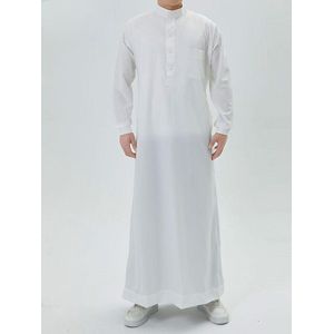 Thoby3 - White Desert - Gebroken Wit - Satijn geweven katoen - Islamitische Kleding/Producten – Qamis/Djellaba/Thobe/Abaya/Kandora/Gebedskleding voor Mannen/Heren