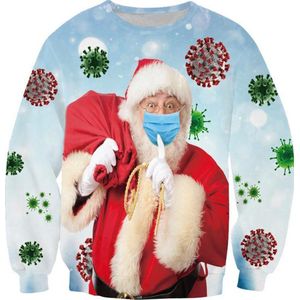 Corona Kersttrui Foute kersttrui - Maat: S - Kerstmis trui - Heren kersttrui - Dames kersttrui - Foute kersttruien - Kerst outfit - Kerstkleding - Lelijke kersttrui - Gekke kersttrui - Covid 19 - Kerstman met mondkapje