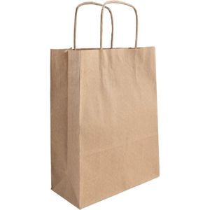 50x papieren tassen bruin kraft  - 18x8x24cm (A5)
