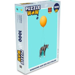 Puzzel Windhond aan een gele balon - Legpuzzel - Puzzel 1000 stukjes volwassenen