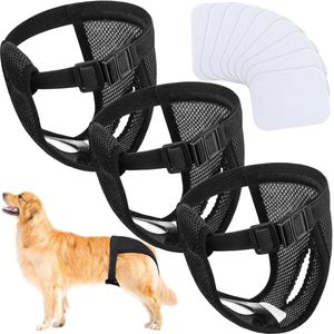 3-pack hondenseizoenbroek hondenluiers met 9 maandverband wasbare beschermende broek Geschikt voor vrouwelijke honden in hitte maandelijks bloeden wasbare beschermende broek, zwart (XL)