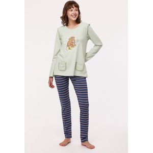 Woody pyjama meisjes/dames - pastelgroen - mammoet - 232-10-PLG-S/704 - maat S