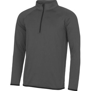 Awdis Gewoon Cool Mens Half Zip Sweatshirt (Houtskool/Straalzwart)