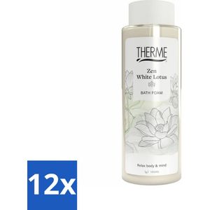 12 x Therme - Zen White Lotus - Badschuim - Verfrissend - Verzorgend - 500ml - Badschuim - Ontspannend Bad - Wellness - Zen - Lotus