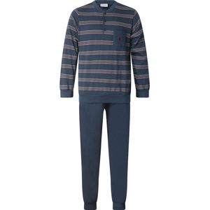 Gentlemen - aangeruwde heren pyjama 114298 - double jersey - knoophals - donkerblauw - maat M
