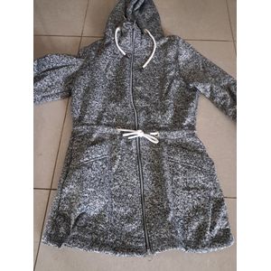 Esmara Dames Fleece vest Gebreid - Maat L 44/46 - Grijs - Met capuchon - Tweewegritssluiting - Warm teddypluche