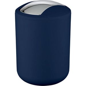 Cosmetica-emmer Brasil S, 2 liter inhoud, badkamer-vuilnisemmer met kanteldeksel, kleine afvalemmer van onbreekbaar kunststof, BPA-vrij, Ø 14 x 21 cm, donkerblauw