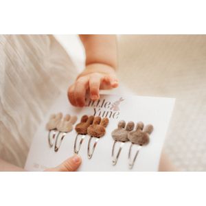 Little Yune Haarspeldjes Meisje – Set van 6 – Klikklak – Bunny – Neutrale Tinten