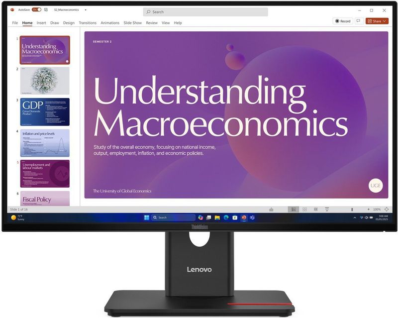 Lenovo - ThinkVision T24D-40 - Monitor - Zwart - 23,8 inch - 1920 x 1080 Pixels