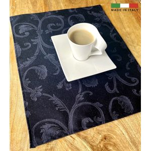 Textiel Placemat DAMINA Italy - Set van 4 Placemats - Donkerblauw - 45cm x 35cm - Waterdicht - Vuilafstotend - Makkelijk schoon