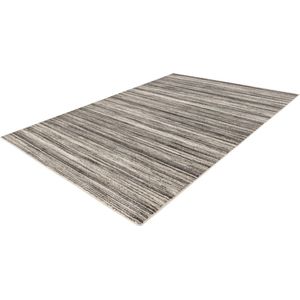 Lalee trendy- modern- laagpolig- vloerkleed- vintage- ruiten- strepen dessin- laag- hip en trendy- karpet- tapijt- 200x290 cm zilver grijs