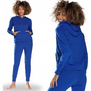 Dkaren | Seattle | katoenen trainingspak | hoogwaardig huispak gemaakt in Europa | Lange Mouw Lange Broek | blauw | slim fit | XS