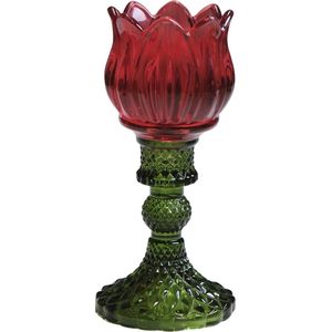 Mars&More glas waxinelichthouder tulp rood 8x8x17cm