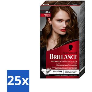 25 x Schwarzkopf Vital - Haarverf - Brillance - 862 Natuurlijk bruin - 60 ml - Haarverzorging - Schwarzkopf Brillance