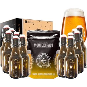 SIMPELBROUWEN® - Bottelset met Blond Bierbrouwpakket - Zelf bier brouwen pakket - Startpakket - Gadgets Mannen - Cadeau - Cadeau voor Mannen en Vrouwen - Bier - Verjaardag - Cadeau voor man - Verjaardag Cadeau Mannen