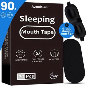 Mondtape - Anti Snurk Mondtape Met Slaapmasker - 90 Stuks - Mouth Tape - Mondtape Tegen Snurken -Mondpleisters - Slaaptape - Myotape - Voor Betere Nachtrust En Ademhaling & Diepe Slaap - Zwart