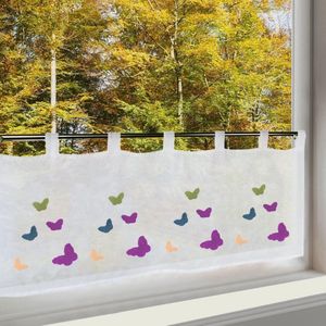 Boraboi ® Modern Vitrage Gordijn met Kleurrijke Vlinders voor Keuken of Kinderkamer, Lente en Zomer Stijl