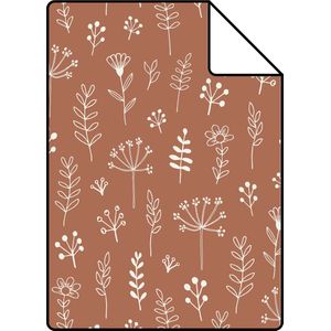 Proefstaal ESTAhome behang bloemmotief terracotta en wit - 26,5 x 21 cm - 139325-S