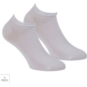 Bamboe Sneaker Sokken Met Badstof Voetbed 6-Pack - Wit - Maat 36-40 - Comfy Lage Bamboe Sokken Voor Frisse Droge Voeten - Dames / Heren
