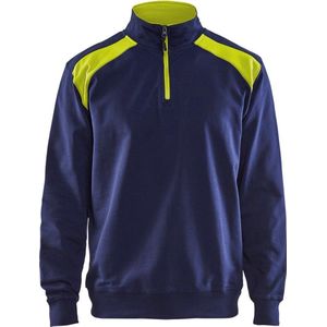 Blåkläder Sweatshirt Bi-color Halve Rits 33531158 Marine/High Visibility Geel - Maat S